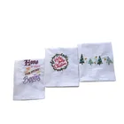Christmas embroidered kitchen towel 100% cotton tea towel
