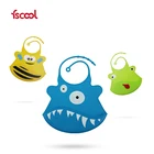 fscool Wholesale Cute Carton FDA silicone baby bib soft folding baby bibs
