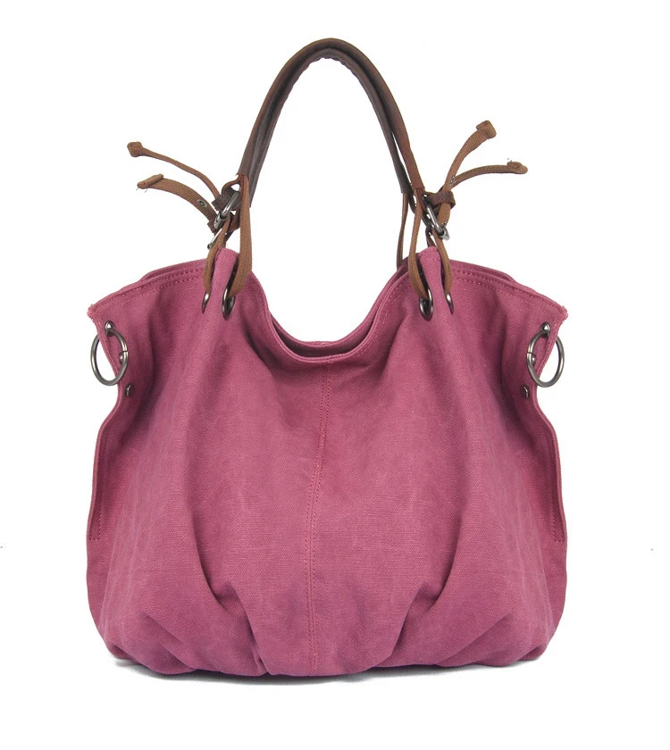 Fashion vintage retro design brand quality cotton canvas ladies hand hobo bag handbags for woman