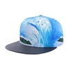 5 panel black leather baseball cap blank flat brim hip hop hat sea wave heat transfer printing snapback cap