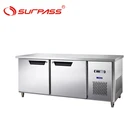 Commercial stainless steel worktops refrigerated under counters with 2 doors