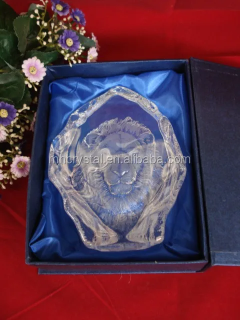 glass elephant sculpture figurine paper weight mh