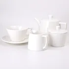 15pcs Fine White Porcelain Coffee Tea Cup and Saucer Sugar Milk Creamer Pot Set