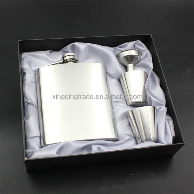 stainless steel luxury hip flask 7oz embossed flagon wine bottle