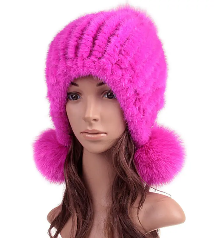 Korean fashion cute hat knit mink mink fur hat fox fur earmuffs three goals leather hat millinery female models free shipping