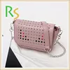 Dropshipping studded diamond OEM PU tote bag with long chain ladies handbag online
