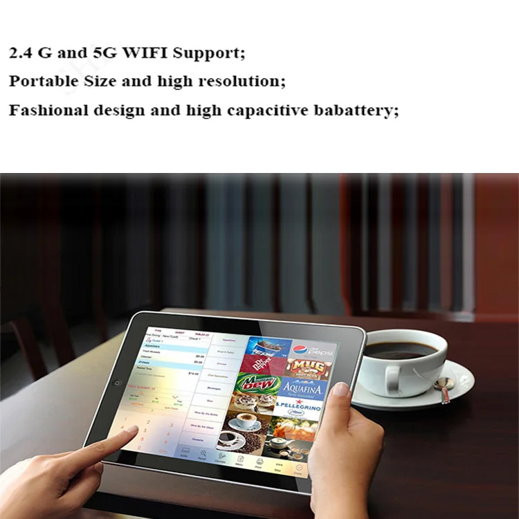 custom portable Digital restaurant menu Android tablet PC with docking stand, cook video, games, time checking