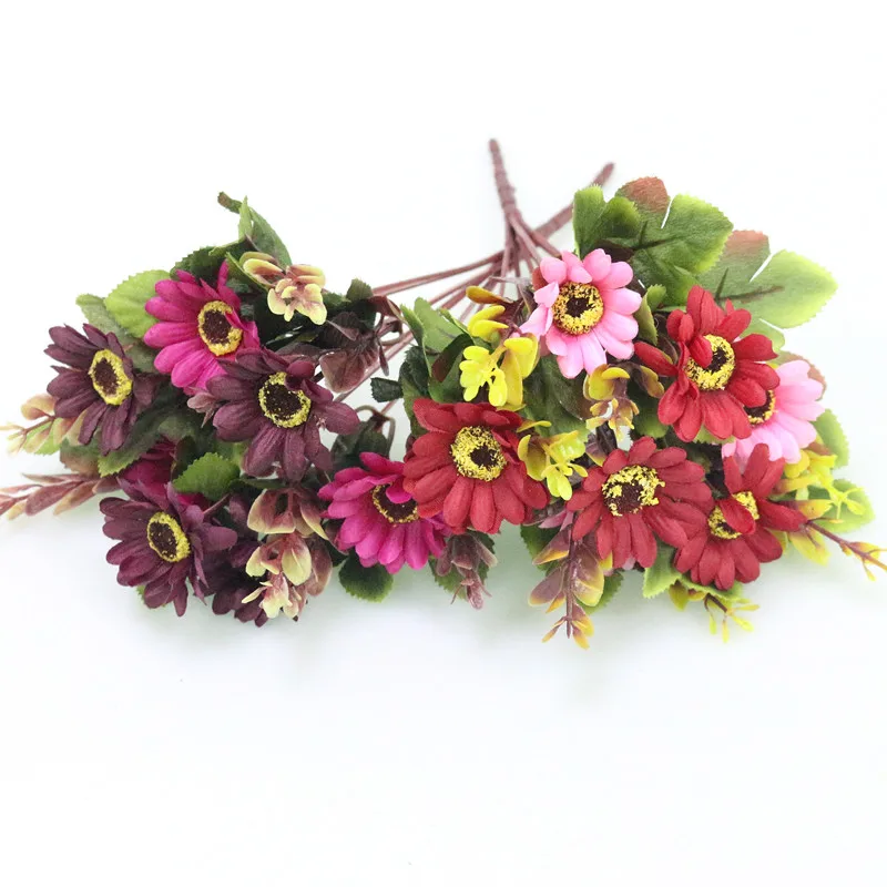 Flone Lovely Mini Daisy Imitation Flower European Style Oil Painting Chrysanthemum Silk Flower Wedding Home Party Decor  (10)