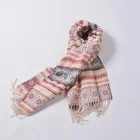 Acrylic soft ethnic jacquard long scarf with boucle yarn