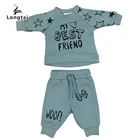 Cotton Fleece Long Raglan Sleeve Kids Sweatsuit Baby Clothes Sets Sweatshirt+Long Pants