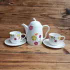 Wholesale white color ceramic teapot sets coffee pot with cup and saucer porcelain tea pot set