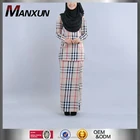 2016 Fashion Baju Kurung Moden Checked Mini Kurung Muslim Dress Soft Fabric Islamic Suit