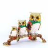 Wholesale owl animal shaped handicraft pewter jewelry trinket boxes(QF3431)