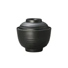 Japanese style restaurant use hot sale black frosting melamine miso soup bowl with lid plastic tableware