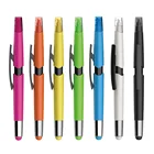 Multifunction 3 in 1 highlighter marker click plastic ballpen with touch screen stylus gift neon color pen