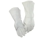 Grey Color Long Cuff Split Cowhide Heated Work Gloves
