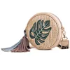 2019 natural rattan round bag Hand woven straw beach bag wholesale/rattan ladies handbag