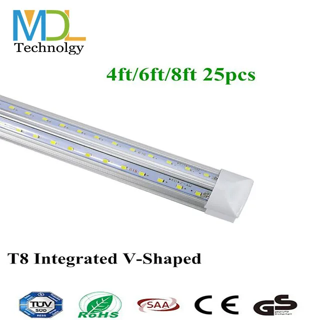 v shapet8 36w 40w 48w t8 led light tube super bright fluorescent