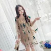 High Quality Super Fairy Birds Embroidered Net Yarn Yellow Tube Dress