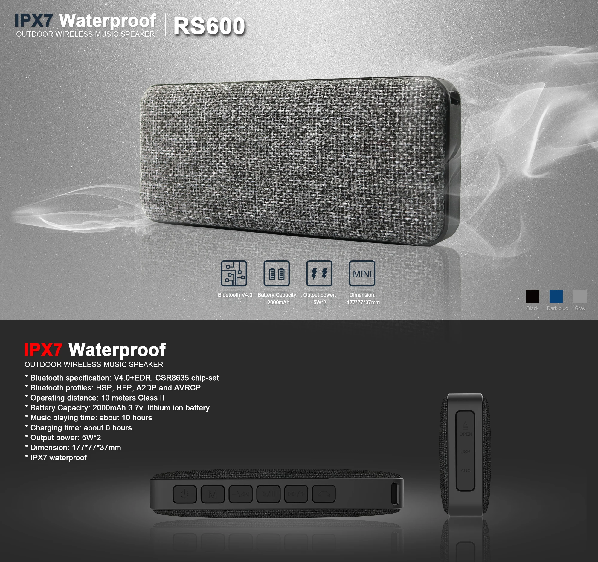 Hot Selling soundbar 10Watt wireless speakers bluetooth gadget RS600 - ANKUX Tech Co., Ltd