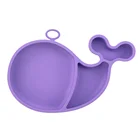 Food Grade Animal Shape Silicone Baby Dinner Plate Kids Divided Plate