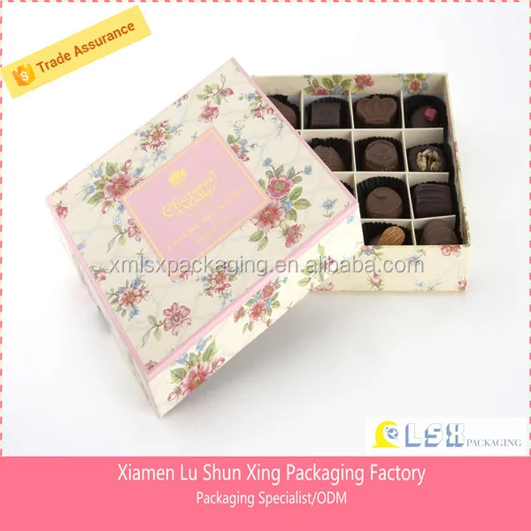 gourmet chocolate box,chocolate box with paper divider ,top