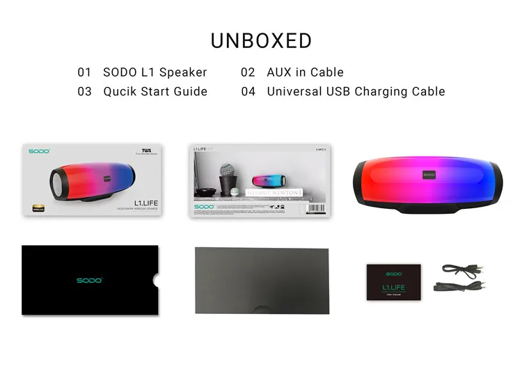 SODO L1 Light Show 3D Sound LED Wireless Bluetooth Speaker - ANKUX.COM