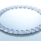 卸売ウェディングイベント食器タイプラウンドシルバークリスタルガラスミラー充電器プレートダイヤモンド石リム