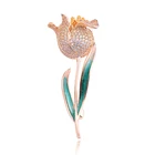 micro pave cz rose flower brooch wholesale fashion jewelry