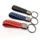 Free sample Promotional custom car logo leather keychain template with steel key ring