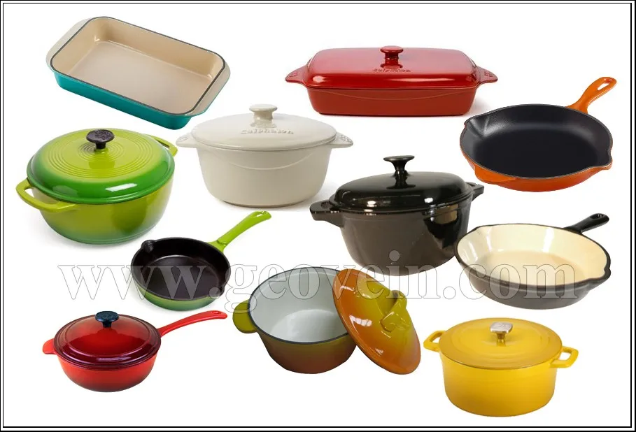 Enamel Cast Iron Well Equipped Kitchen Cookware With Cooking Pots And