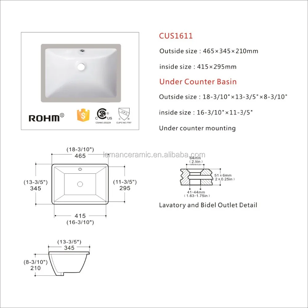 CUS1611 Chaozhou sanitary ware ceramic hand wash basin caninet laundry sink factory