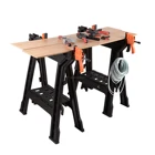 Heavy Duty Plastic Clamping Work Bench Folding Sawhorse Set For Garden