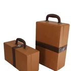 Hotel restaurant gift faux leather wine box wooden