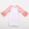rts factory price soild color long sleeve raglan baby gowns organic knit cotton girls sleeping bag