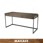Industrial style bronze console desk with drawers