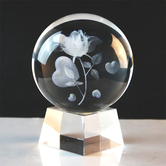 3d laser engraving personalized led light base crystal ball