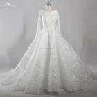 RSW1413 Lace Long Sleeve Dubai Muslim Bridal Wedding Dress