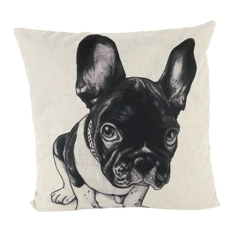 45*45CM Funny Lovely Animal Dog Pattern Office Cushion Pillow Cover Cotton Linen Decorative Pillows Pillowcases Covers 5 Types