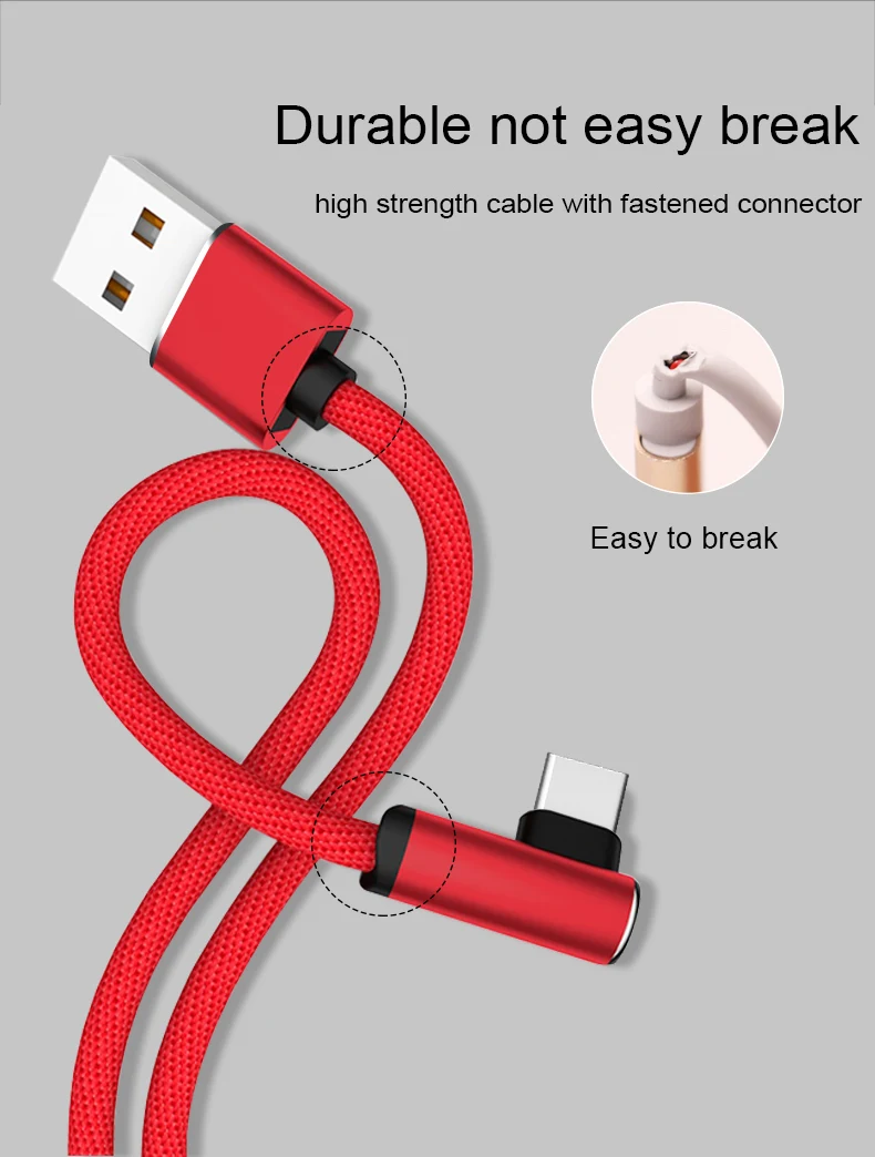 90 Degree Micro usb cable Fast charging cable For Game Right angle micro - ANKUX.COM