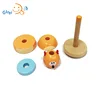 Educational mini train 3D cute dog round circles wooden puzzle for children playing