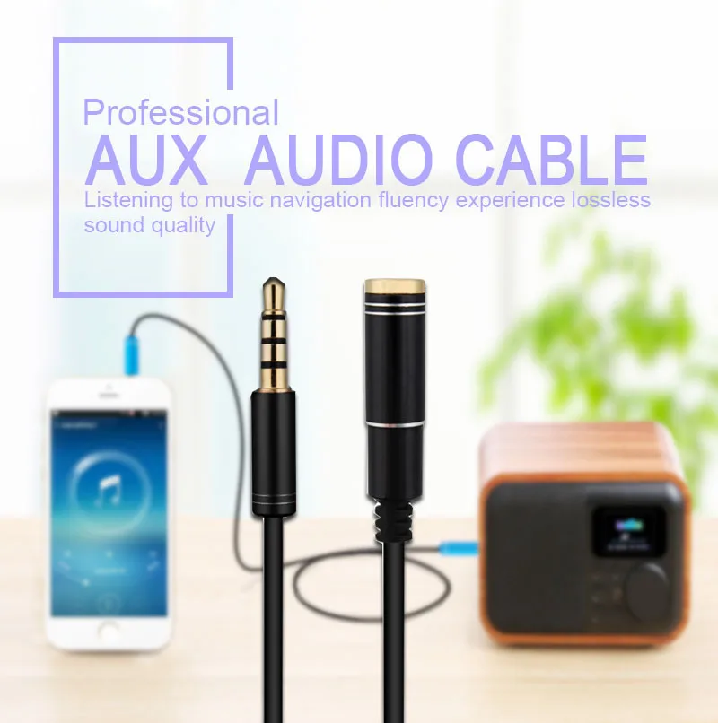 Bulk High End Black Blue Silver 3.5mm Audio Cable Male to Female Adapter Jack Extention Car Aux Stereo Audio Cable for ps4/mp3 - ANKUX.COM
