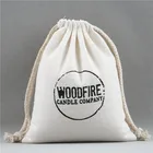 Custom cotton fabric drawstring muslin bag with logo wholesale