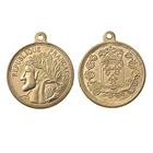Wholesale 2019 newest design stamping republique francaise coin charms custom metal copper brass jewelry charm pendants