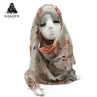 ND364 NEW tassel flower print hijab scarf soft design women muslim floral pattern scarves and shawl fashion foulard