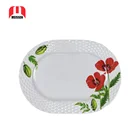 Deluxe Melamine Basketry Oblong Plate Flower design