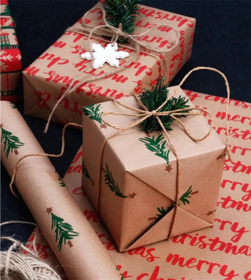 christmas series gift box kraft wrapping paper roll, flower rose