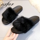 CX-A-79A Rubber Sole Soft Rabbit Fur Slide Sandals Slippers