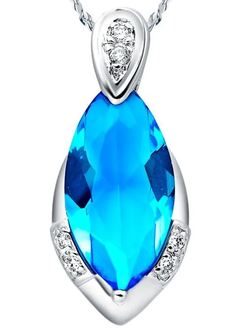 Hot Sale! 2015 Fashion Jewelry Water Drop Classic Statement Necklace Silver -plated Necklaces Pendents Blue Purple Crystal N424