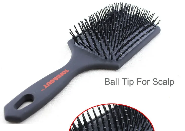 T G Black Air Cushion Hair Brush Nylon Ball Tip Teeth Comb Scalp